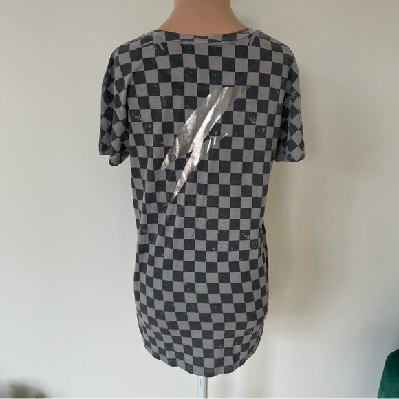 Pam & Gela God Bless David Bowie Distressed Gray Grunge Short Sleeve T-Shirt XS - Picture 3 of 10